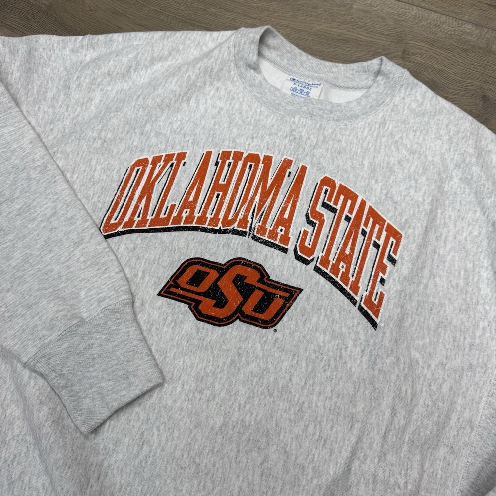 Oklahoma State University Champion Reverse Weave‎ Crewneck Pullover Sz XL Preppy